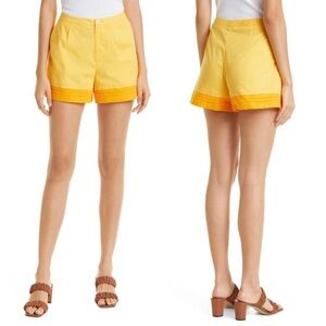 STAUD Leon Cotton High Waisted Shorts in Goldie Persimmon Size 4